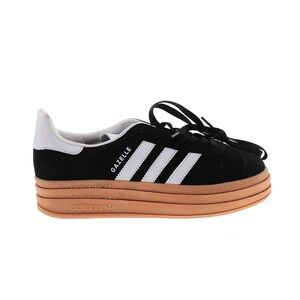 Black and white Adidas Gazelle trainers, slight platform, women’s size 8